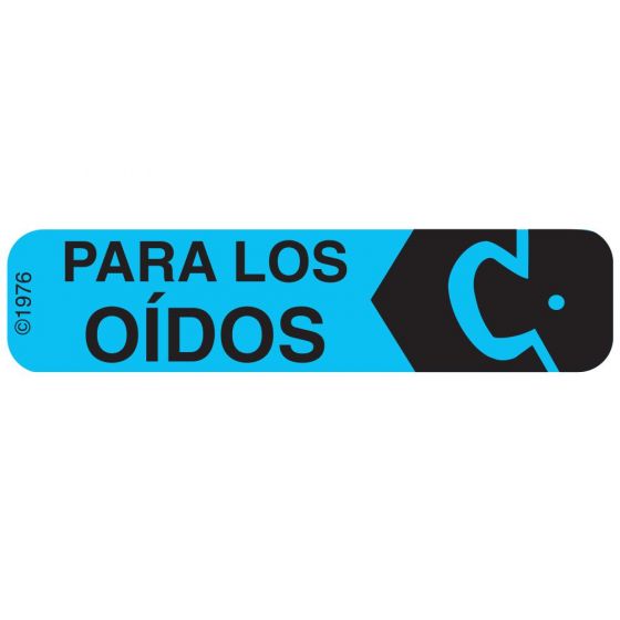 Communication Label (Paper, Permanent) Para Los Oidos 1 9/16" x 3/8" Blue - 500 per Roll, 2 Rolls per Box