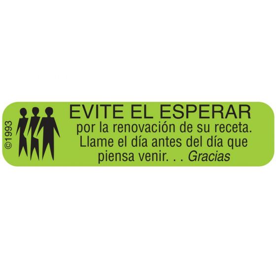 Communication Label (Paper, Permanent) Evite Esperar 1 9/16" x 3/8" Green - 500 per Roll, 2 Rolls per Box