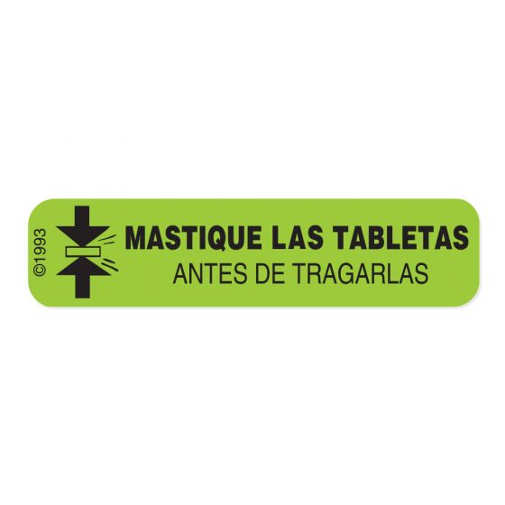 Communication Label (Paper, Permanent) Mastique Las Tabletas 1 9/16" x 3/8" Green - 500 per Roll, 2 Rolls per Box