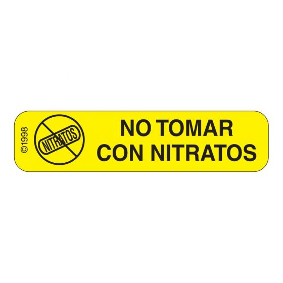 Communication Label (Paper, Permanent) No Tomar Con 1 9/16" x 3/8" Yellow - 500 per Roll, 2 Rolls per Box