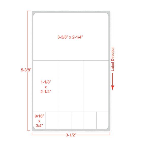 LABEL MEDITECH DIRECT THERMAL PAPER PERMANENT 3" CORE 3 3/8" X 5 1/4" WHITE 500 PER ROL