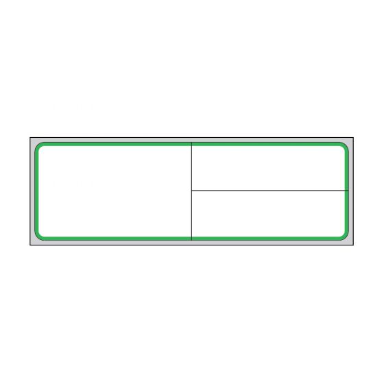 Label Meditech Direct Thermal Paper Permanent 1" Core 4"x1-1/4" White with Green 1000 per Roll, 8 Rolls per Case