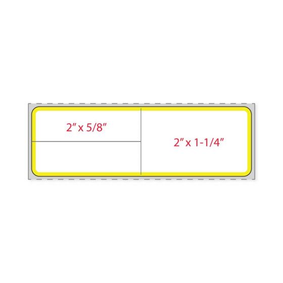 Label Meditech Direct Thermal Paper Permanent 3" Core 4"x1 1/4" White with Yellow 3600 per Roll