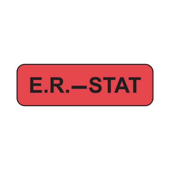 Lab Communication Label (Paper, Permanent) ER- Stat  1 1/4"x3/8" Fluorescent Red - 1000 per Roll