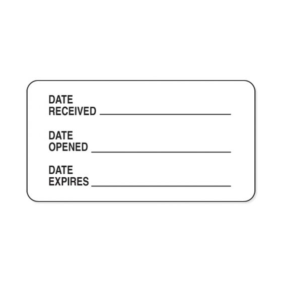 Lab Communication Label (Paper, Permanent) Date Received  1 5/8"x7/8" White - 1000 per Roll