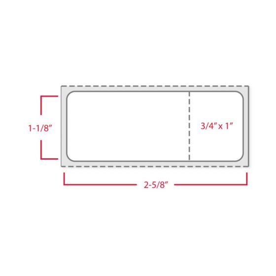 Label SoftLab Direct Thermal Paper Permanent 1" Core 2-1/2" X 1 White 1200 per Roll, 2 Rolls per Case