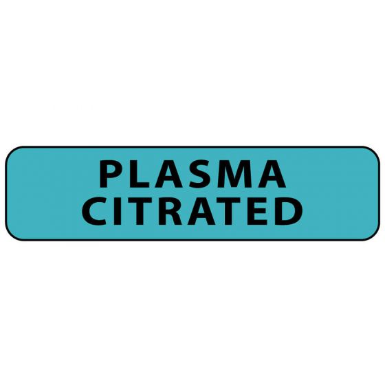 Label Paper Permanent Plasma Citrated, 1" Core, 1 1/4" x 5/16", Blue, 760 per Roll