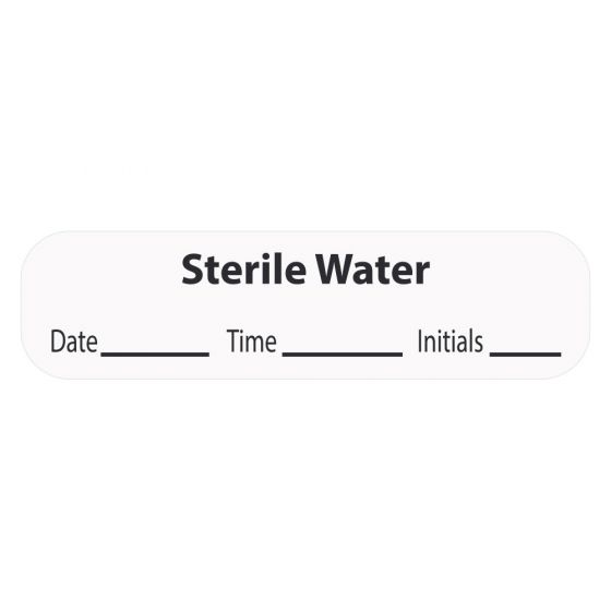 Label Paper Permanent Sterile Water, 1" Core, 1 7/16" x 3/8", White, 666 per Roll