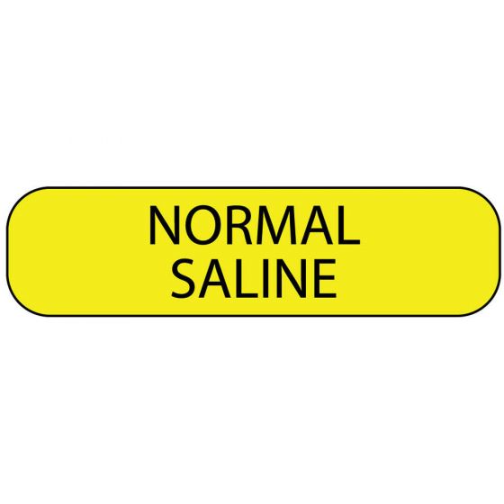 Label Paper Permanent Normal Saline, 1" Core, 1 7/16" x 3/8", Yellow, 666 per Roll