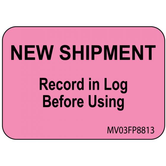 Label Paper Removable New Shipment Record, 1" Core, 1 7/16" x 1", Fl. Pink, 666 per Roll