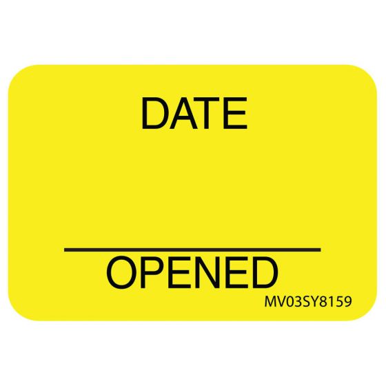 LABEL PAPER PERMANENT DATE OPENED 1" CORE 1 7/16" X 1 YELLOW 666 PER ROLL