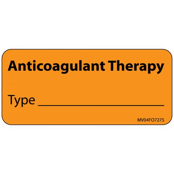 Label Paper Removable Anticoagulant, 1" Core, 2 1/4" x 1", Fl. Orange, 420 per Roll