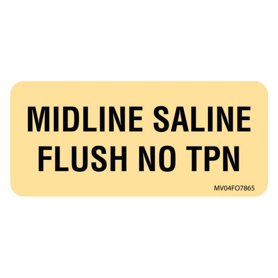 LABEL PAPER REMOVABLE MIDLINE SALINE FLUSH 1" CORE 2 1/4" X 1 FL. ORANGE 420 PER ROLL