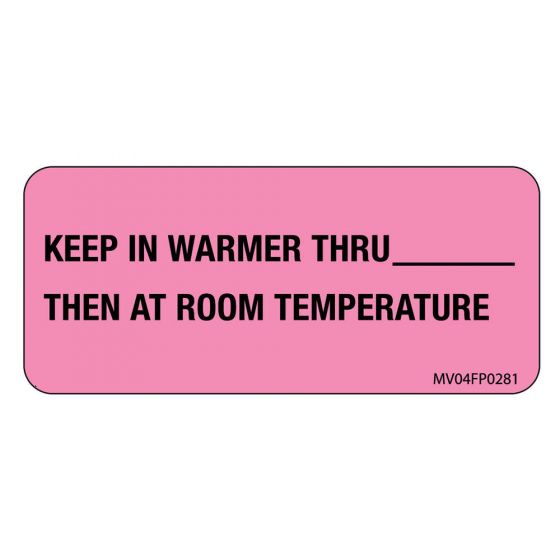 Label Paper Removable Keep In Warmer, 1" Core, 2 1/4" x 1", Fl. Pink, 420 per Roll