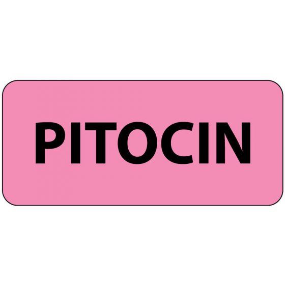 Label Paper Permanent Pitocin, 1" Core, 2 1/4" x 1", Fl. Pink, 420 per Roll