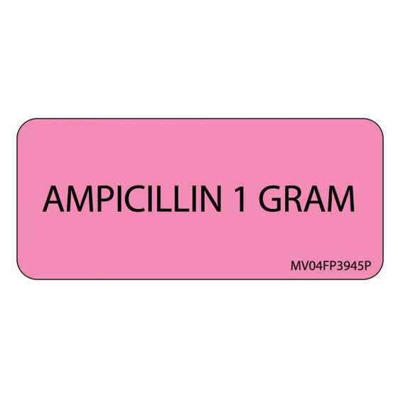 Label Paper Permanent Ampicillin 1 Gram 1" Core 2 1/4"x1 Fl. Pink 420 per Roll