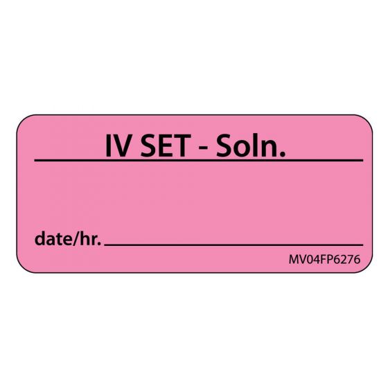 Label Paper Removable Discontinued IV Set, 1" Core, 2 1/4" x 1", Fl. Pink, 420 per Roll