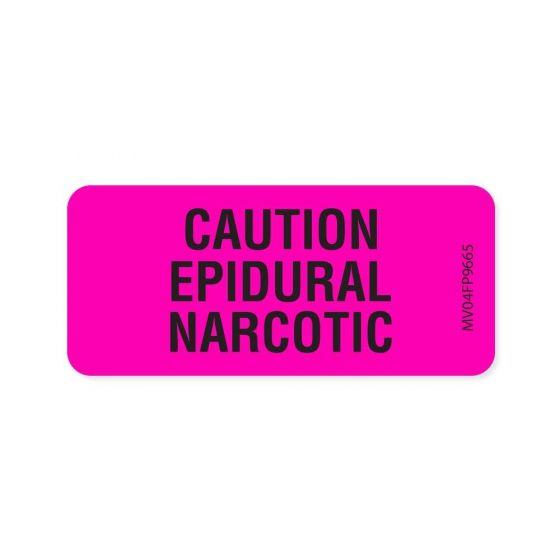 COMMUNICATION LABEL (PAPER, REMOVABLE) CAUTION EPIDURAL 2 1/4" X 1 FLUORESCENT PINK - 420 PER ROLL