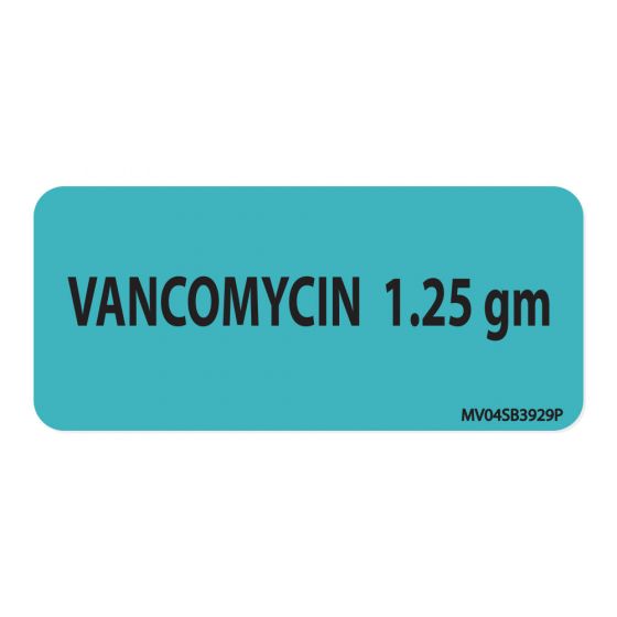 Label Paper Permanent Vancomycin 1.25 gm, 1" Core, 2-1/4" x 1", Blue, 420 per Roll