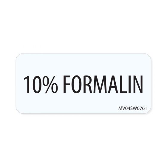 Lab Communication Label (Paper, Removable) 10% Formalin 1 Core 2-1/4"x1 White - 420 per Roll