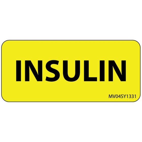 LABEL PAPER PERMANENT INSULIN, 1" CORE, 2 1/4" X 1, YELLOW, 420 PER ROLL