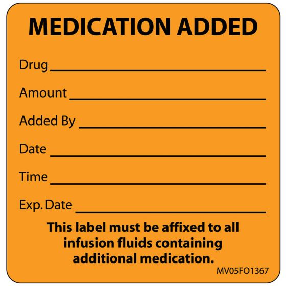 Label Paper Removable Medication Added, 1" Core, 2 7/16" x 2 1/2", Fl. Orange, 400 per Roll