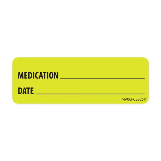 Label Paper Permanent Medication ___, 1" Core, 2 15/16" x 1", Fl. Chartreuse, 333 per Roll