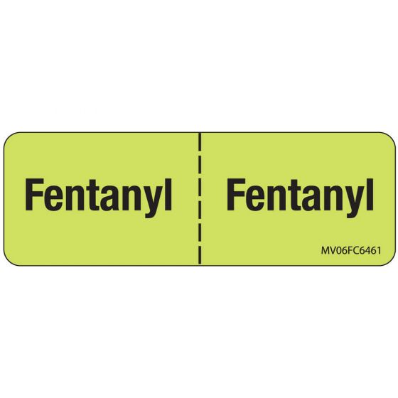 Label Paper Removable Fentanyl: Fentanyl, 1" Core, 2 15/16" x 1", Fl. Chartreuse, 333 per Roll