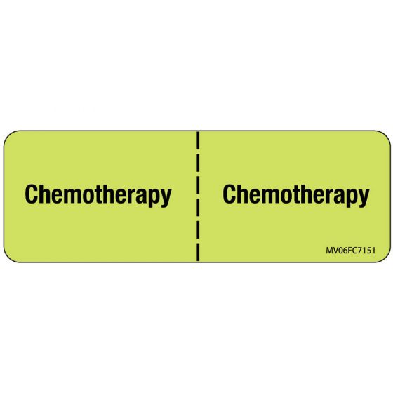 Label Paper Removable Chemotherapy:, 1" Core, 2 15/16" x 1", Fl. Chartreuse, 333 per Roll