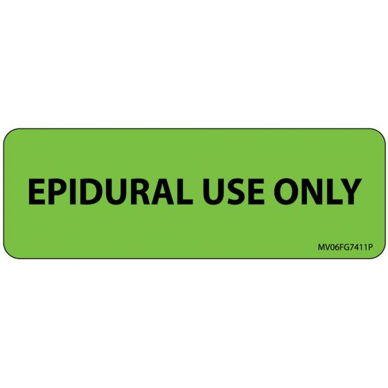 Label Paper Permanent Epidural Use Only 1" Core 2 15/16"x1 Fl. Green 333 per Roll