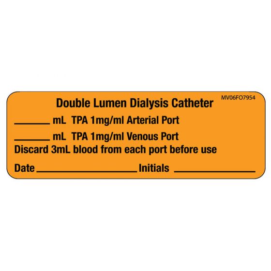 Label Paper Removable Double Lumen, 1" Core, 2 15/16" x 1", Fl. Orange, 333 per Roll