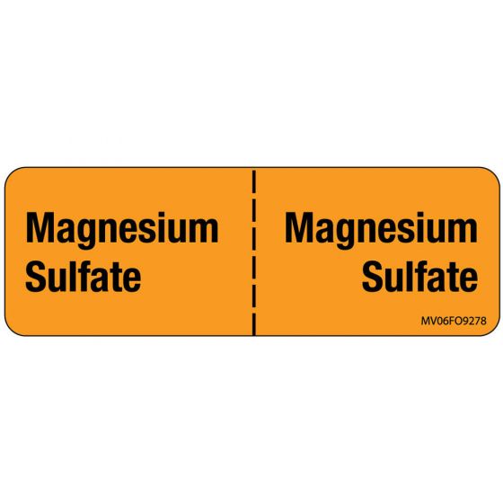 Label Paper Removable Magnesium Sulfate:, 1" Core, 2 15/16" x 1", Fl. Orange, 333 per Roll