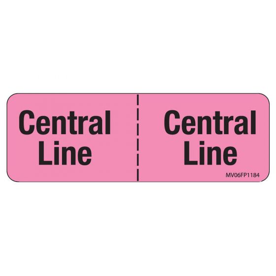 Label Paper Removable Central Line Central, 1" Core, 2 15/16" x 1", Fl. Pink, 333 per Roll