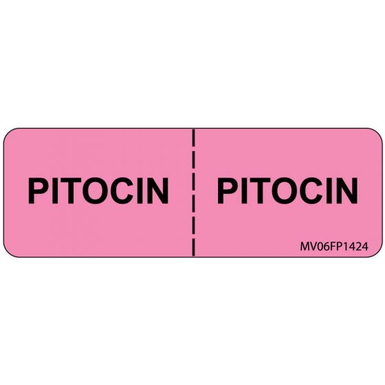 Label Paper Removable Pitocin: Pitocin, 1" Core, 2 15/16" x 1", Fl. Pink, 333 per Roll