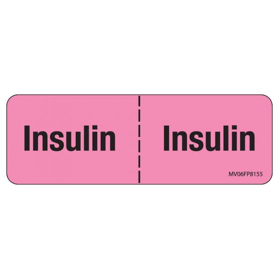 Label Paper Removable Insulin Insulin, 1" Core, 2 15/16" x 1", Fl. Pink, 333 per Roll