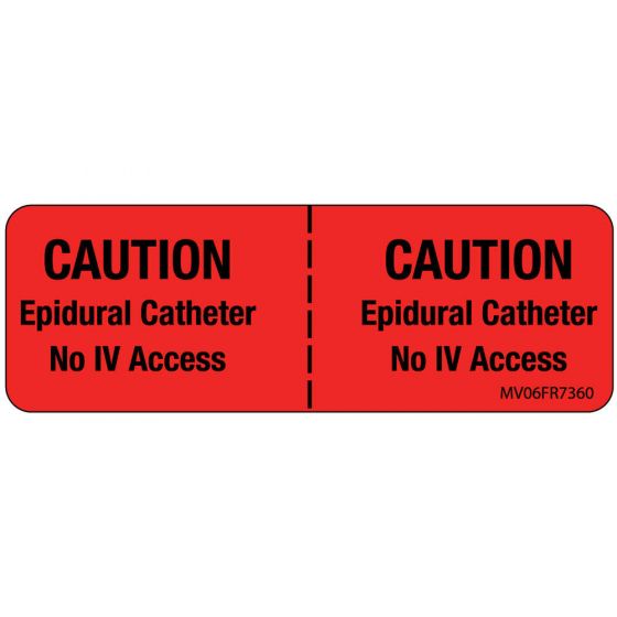 Label Paper Permanent Caution Epidural 1" Core 2 15/16"x1 Fl. Red 333 per Roll