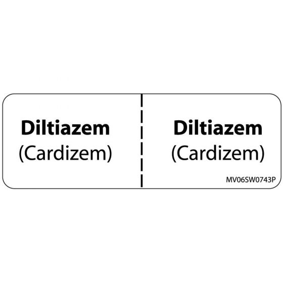 Label Paper Permanent Diltiazem 1" Core 2 15/16"x1 White 333 per Roll