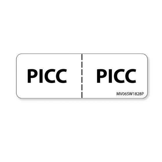 Label Paper Permanent PICC: PICC, 1" Core, 2 15/16" x 1", White, 333 per Roll