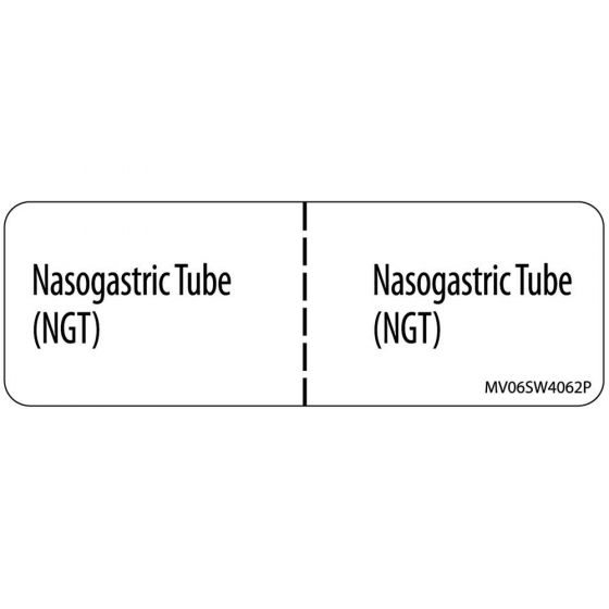 Label Paper Permanent Nasogastric Tube, 1" Core, 2 15/16" x 1", White, 333 per Roll