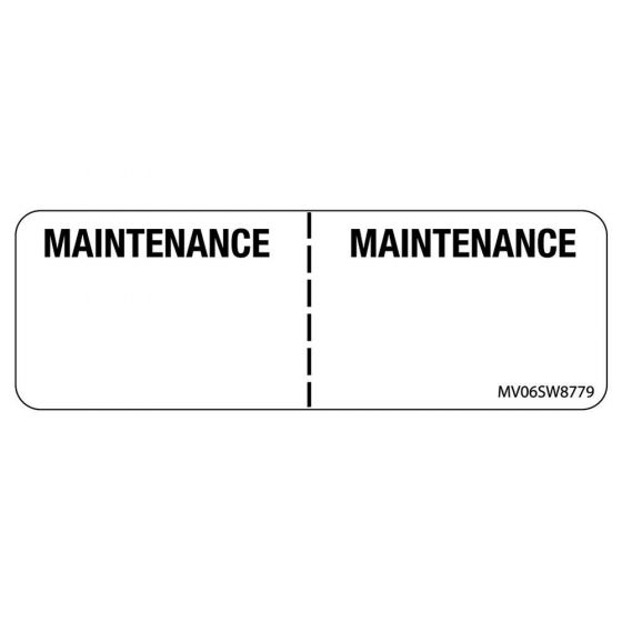 Label Paper Removable Maintenance:, 1" Core, 2 15/16" x 1", White, 333 per Roll