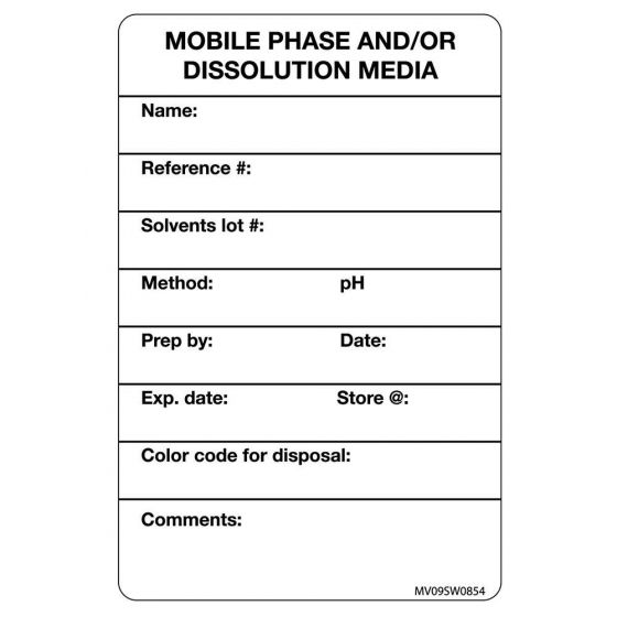 Label Paper Removable Mobile Phase and/or, 1" Core, 4" x 2 5/8", White, 375 per Roll