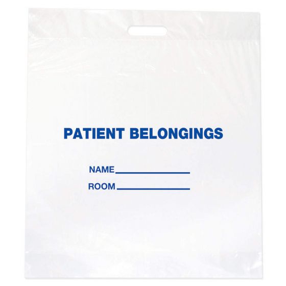 Patient Belongings Bag Punch Out Handle Clear Plastic 20" X 23" X 4", 500 per Case