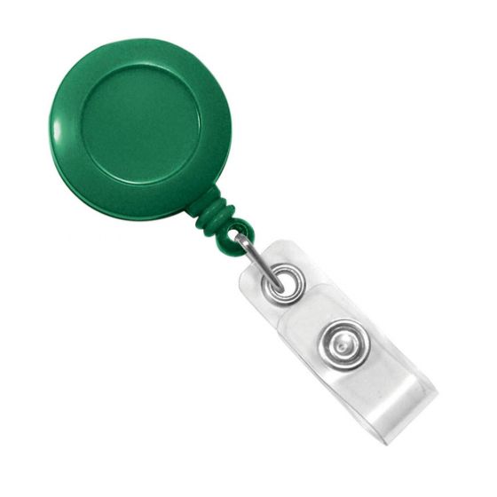 BADGE REEL 1-1/4" CIRCLE PLASTIC GREEN 25/PACK