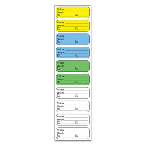 STERILE LABEL SYNTHETIC PERMANENT 1 1/2" X 1/2" MULTI-COLOR 10 PER SHEET, 100 SHEETS PER PACKAGE