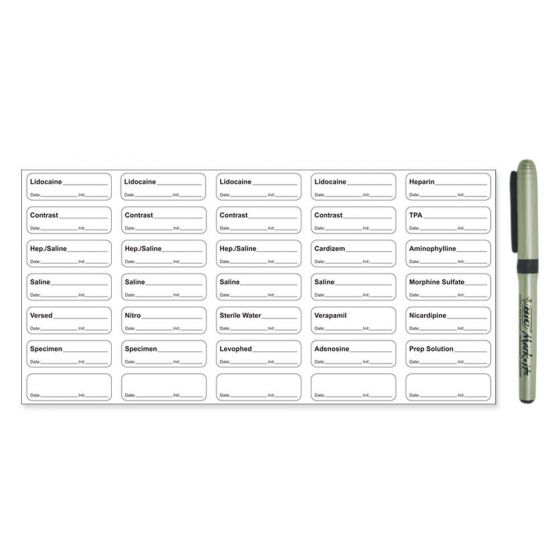 Sterile Label with Pen Synthetic Permanent 1.9" x 0.6" Clear, 35 per Sheet, 100 Sheets per Box