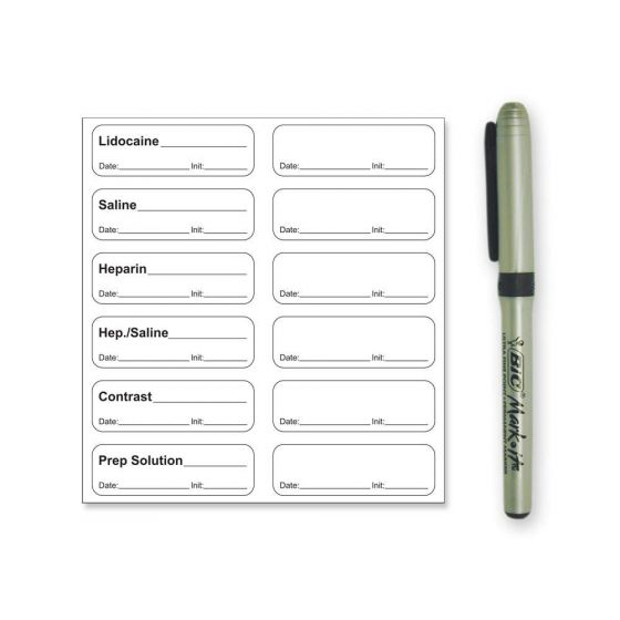 STERILE LABEL WITH PEN SYNTHETIC PERMANENT 2 1 9/10" X 0.6 CLEAR 12 PER SHEET, 100 SHEETS PER BOX