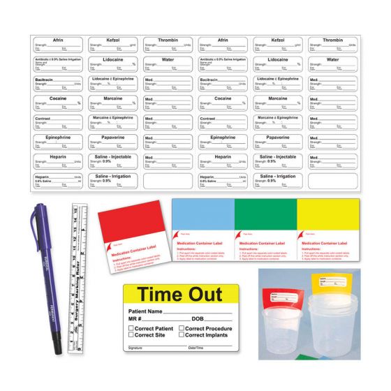 Sterile Label Kit Includes Dual-Tip Sterile Marker, Ruler, Time-Out Label, Medicine Cups, Cup Labels Permanent, White, 100 per Case