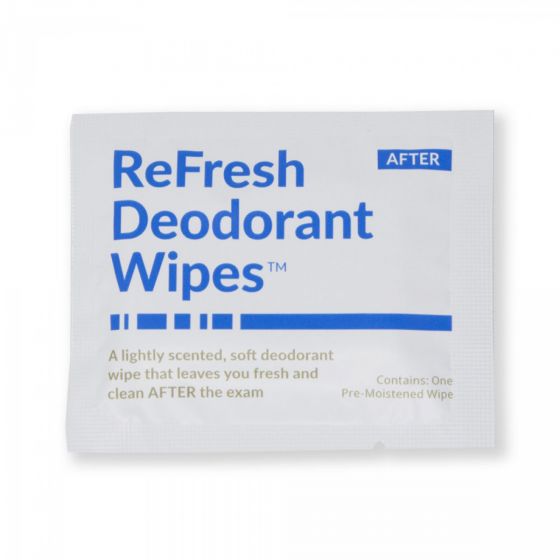 ReFresh Deodorant Mammography Patient Wipes, Lightly Scented Individually Packaged for Use After Patient Exam - 500 per Case