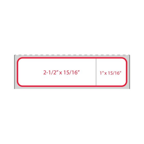 Label CPSI Direct Thermal Paper Permanent 3" Core 3 1/2"x15/16" White with Red 5000 per Roll