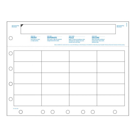 Datamate® Laser Patient ID Wristband/Labels, Adult, Laminate Fold-Over, 20 Labels, White